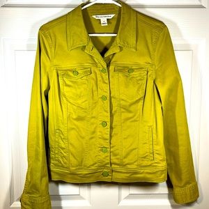 Jones New York Jeans Spandex Cotton JEAN JACKET Women’s Petite M S Olive Green